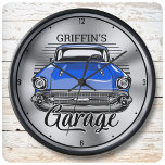 Personlig NAMN Retro Hardtop Classic Car Garage Stor Klocka<br><div class="desc">Personlig NAMN Retro Classic Car Cruiser Garage Design - Vintage Tri-Five Automobile - FAUX Metall Titta - Anpassa med ditt namn eller Anpassningsbar Text!</div>