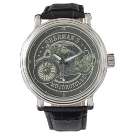 Personlig NAMN Retro militär motorcykelBiker Armbandsur