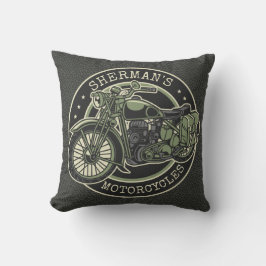 Personlig NAMN Retro militär motorcykelBiker Kudde