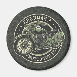 Personlig NAMN Retro militär motorcykelBiker Magnet
