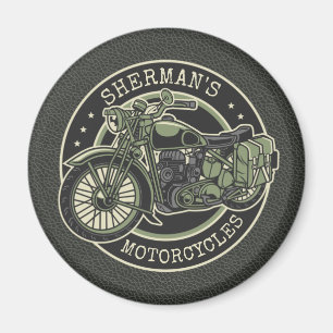 Personlig NAMN Retro militär motorcykelBiker Magnet