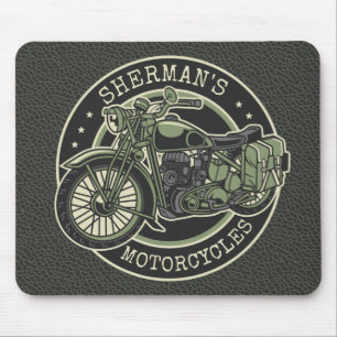 Personlig NAMN Retro militär motorcykelBiker Musmatta