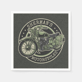 Personlig NAMN Retro militär motorcykelBiker Pappersservett