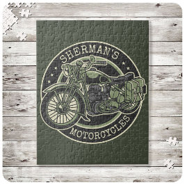 Personlig NAMN Retro militär motorcykelBiker Pussel