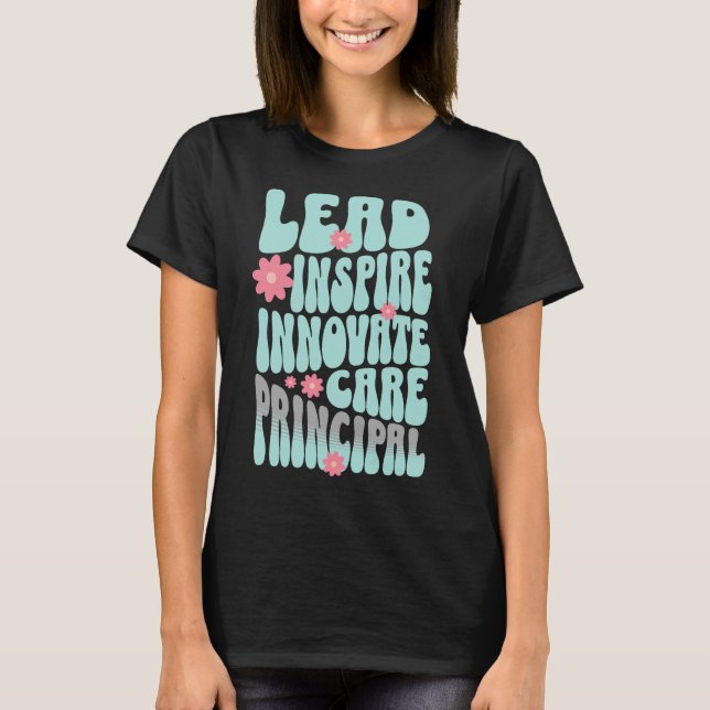 Personlig Namn Retro Principal Gift T Shirt (Framsida)