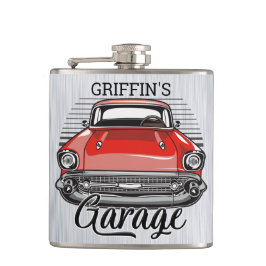 Personlig NAMN Retro Red Classic Car Garage Fickplunta