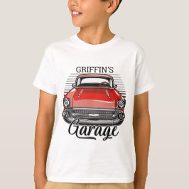Personlig NAMN Retro Red Classic Car Garage T Shirt
