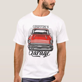Personlig NAMN Retro Red Classic Car Garage T Shirt