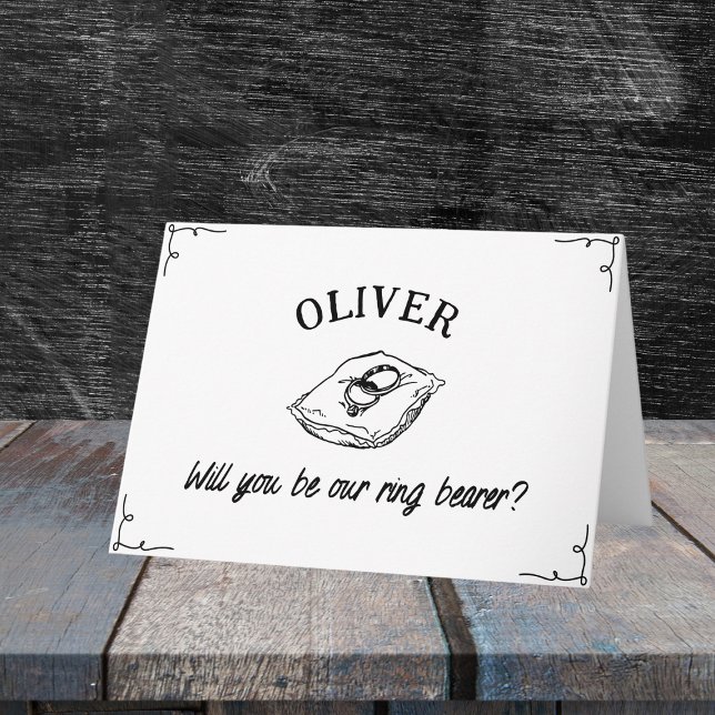 Personlig Namn Ring Bearer Frieri Hand plockade Kort (Add their name to make this ring bearer proposal extra special!)