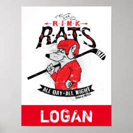 Personlig Namn Rink Råttor Hockey Red Poster