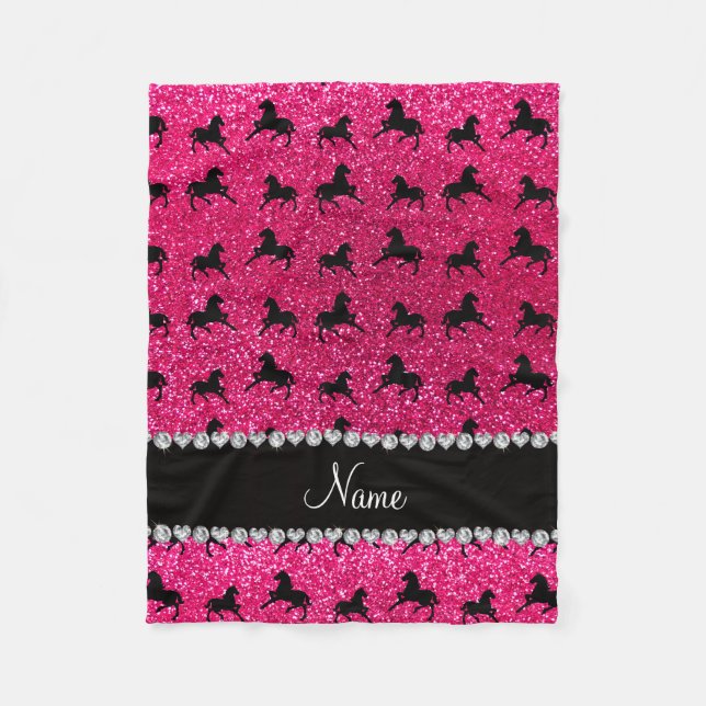 Personlig namn ro rosa glitter fleecefilt (Framsidan)