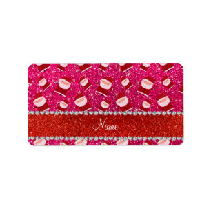 Personlig namn ro rosa glitter santas adressetikett