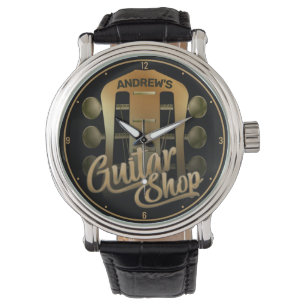 Personlig NAMN Rock musik Guitar Shop Musician Armbandsur