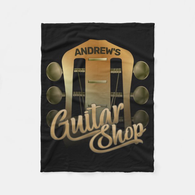 Personlig NAMN Rock musik Guitar Shop Musician Fleecefilt (Framsidan)