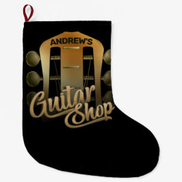 Personlig NAMN Rock musik Guitar Shop Musician Stor Julstrumpa