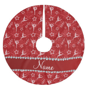 Personlig namn röddammgymnastik julgransmatta borstad polyester