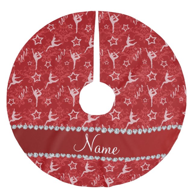 Personlig namn röddammgymnastik julgransmatta borstad polyester (Framsidan)