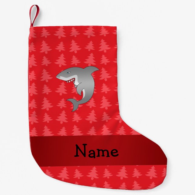 Personlig namn, rödhaj julgranar liten julstrumpa (Framsidan)