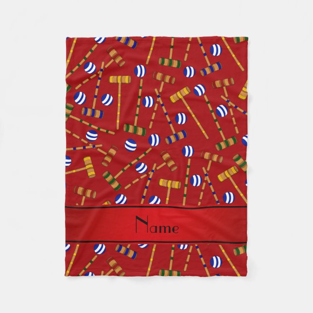 Personlig namn rödkrona mönster fleecefilt (Framsidan)