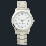 Personlig Namn Romerska sifferklockor Armbandsur<br><div class="desc">En romersk gänga i personlig namn skapat i ett minimalt stil.</div>
