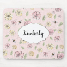 Personlig Namn Rosa Blommigt