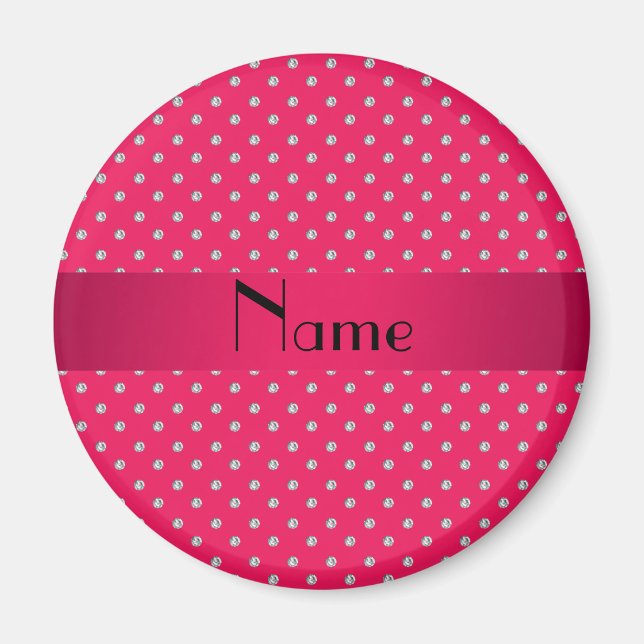Personlig namn rosa diamanter magnet (Framsidan)