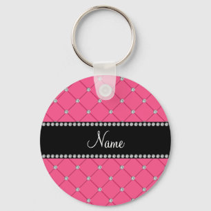 Personlig namn Rosa diamanter Nyckelring