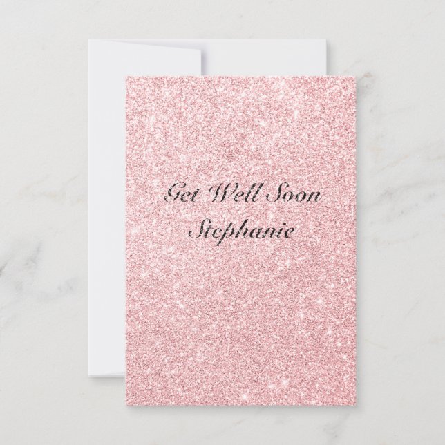 Personlig Namn Rosa Glitter får ett bra kort snart (Framsida)