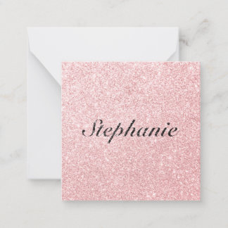 Personlig Namn Rosa Glitter Gnistra Stil Anteckningskort