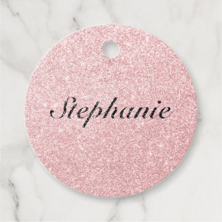 Personlig Namn Rosa Glitter Gnistra Stil Gåvor Etiketter