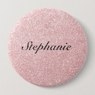 Personlig Namn Rosa Glitter Gnistra Stil Knapp