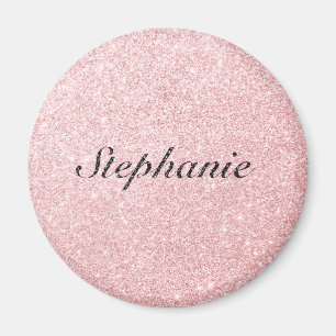 Personlig Namn Rosa Glitter Gnistra Stil Magnet