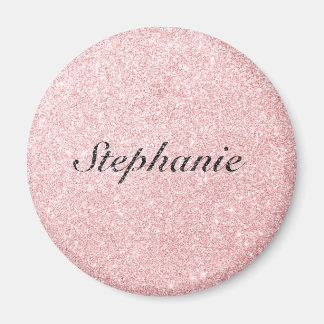 Personlig Namn Rosa Glitter Gnistra Stil Magnet