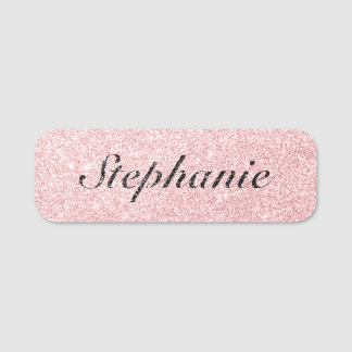 Personlig Namn Rosa Glitter Gnistra Stil Namnbricka