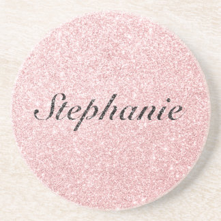 Personlig Namn Rosa Glitter Gnistra Stil Underlägg