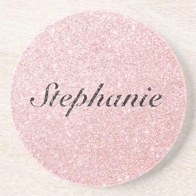 Personlig Namn Rosa Glitter Gnistra Stil Underlägg (Framsidan)