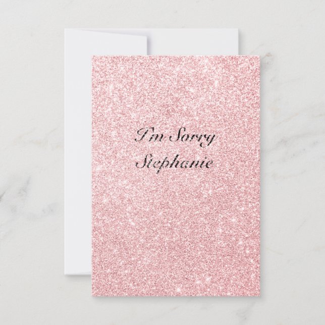 Personlig Namn Rosa Glitter Jag är ledsen kort (Framsida)
