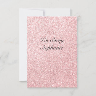Personlig Namn Rosa Glitter Jag är ledsen kort