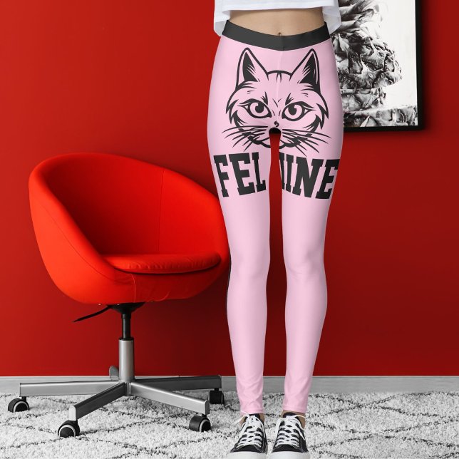 Personlig Namn Rosa Grått Rand Cute Cat Pet Leggings (Skapare uppladdad)