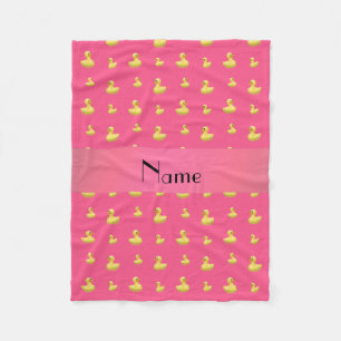 Personlig namn rosa gummi anka mönster fleecefilt