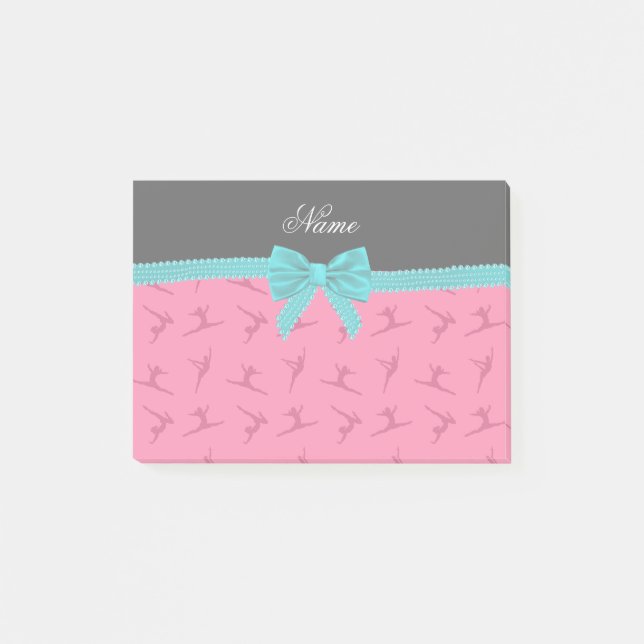 Personlig namn rosa gymnastikturskoviskos post-it block (Framsida)