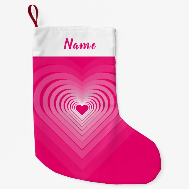 Personlig Namn Rosa Heart-julklapp Liten Julstrumpa (Framsidan)