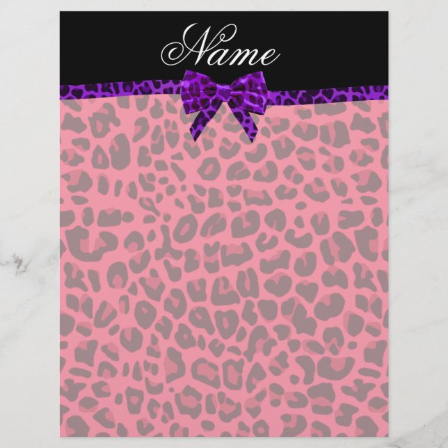 Personlig namn rosa leopard tryckt lila buske (Framsida)