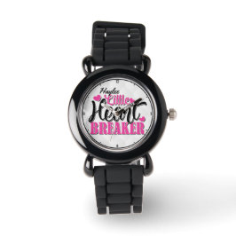 Personlig NAMN Rosa Little Heart Breaker Armbandsur