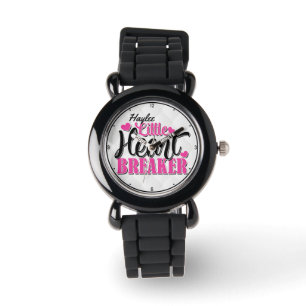 Personlig NAMN Rosa Little Heart Breaker Armbandsur