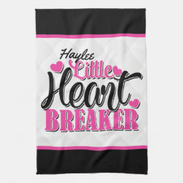 Personlig NAMN Rosa Little Heart Breaker Kökshandduk