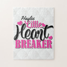 Personlig NAMN Rosa Little Heart Breaker Pussel