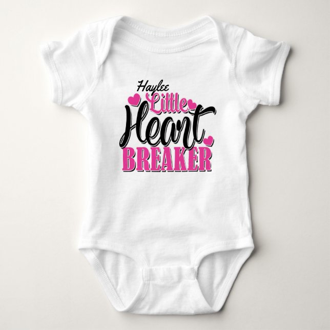 Personlig NAMN Rosa Little Heart Breaker T Shirt (Framsida)