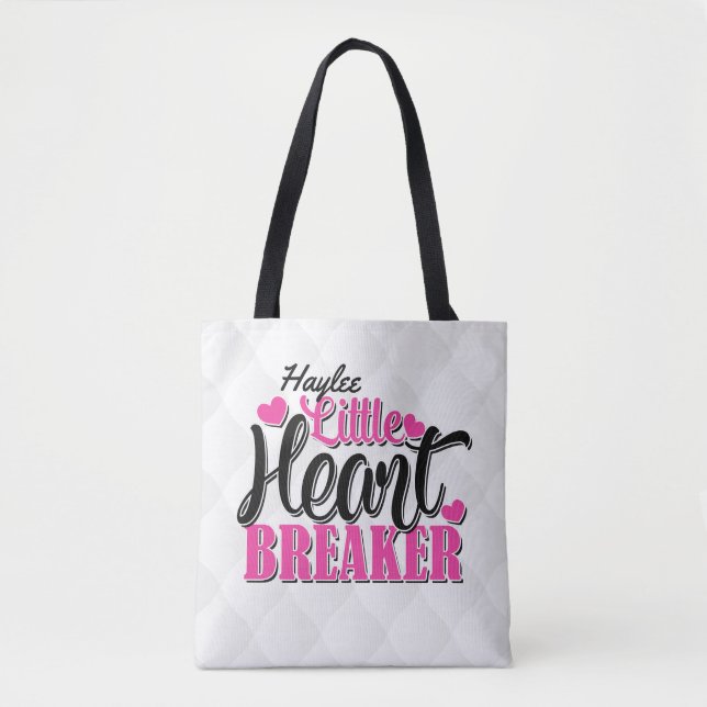 Personlig NAMN Rosa Little Heart Breaker Tygkasse (Framsida)
