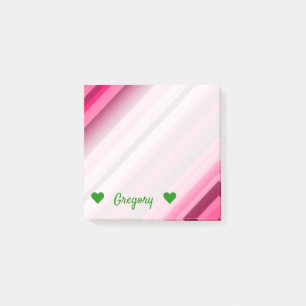 Personlig Namn + Rosa/Magenta Rand Mönster Post-it Block